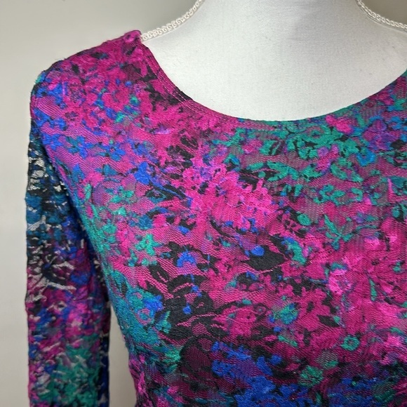 Vibrant Lace Fit and Flare Knee Length Dress - Picture 2 of 4